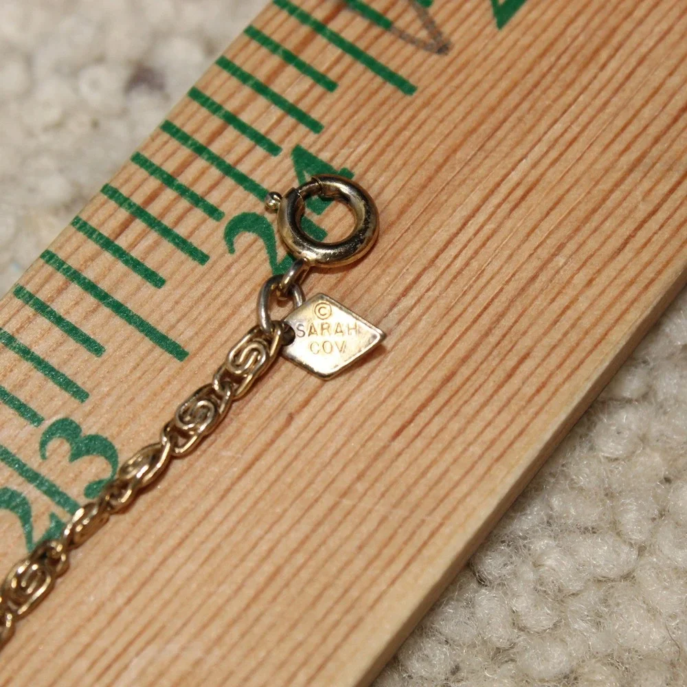 Sarah Coventry Necklace Reversible Floral Leaf Pendant 24in Gold Tone Vintage
